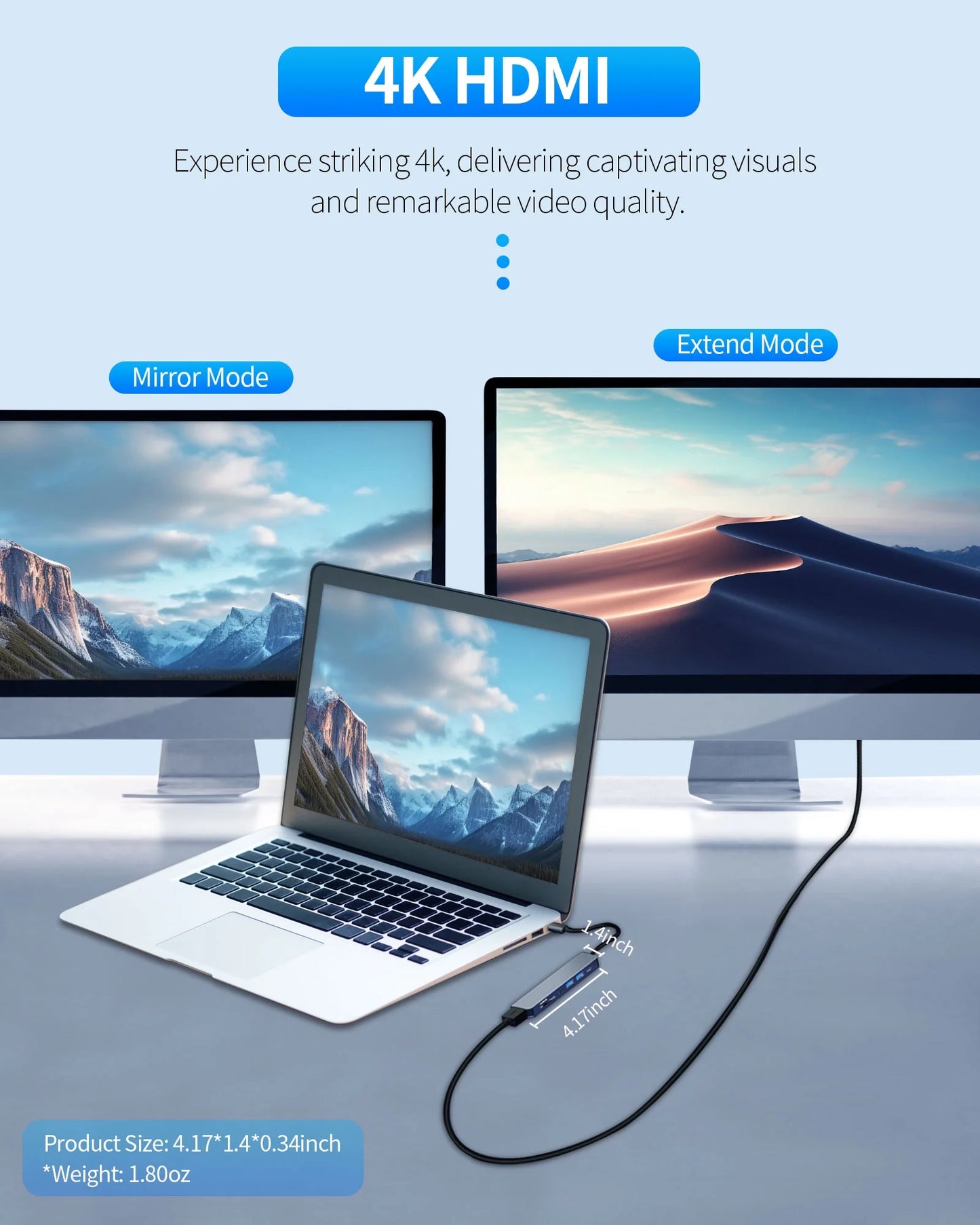 7-Port USB C Hub with 4K HDMI, 100W PD, USB-C & USB 3.0, SD/TF Card Reader