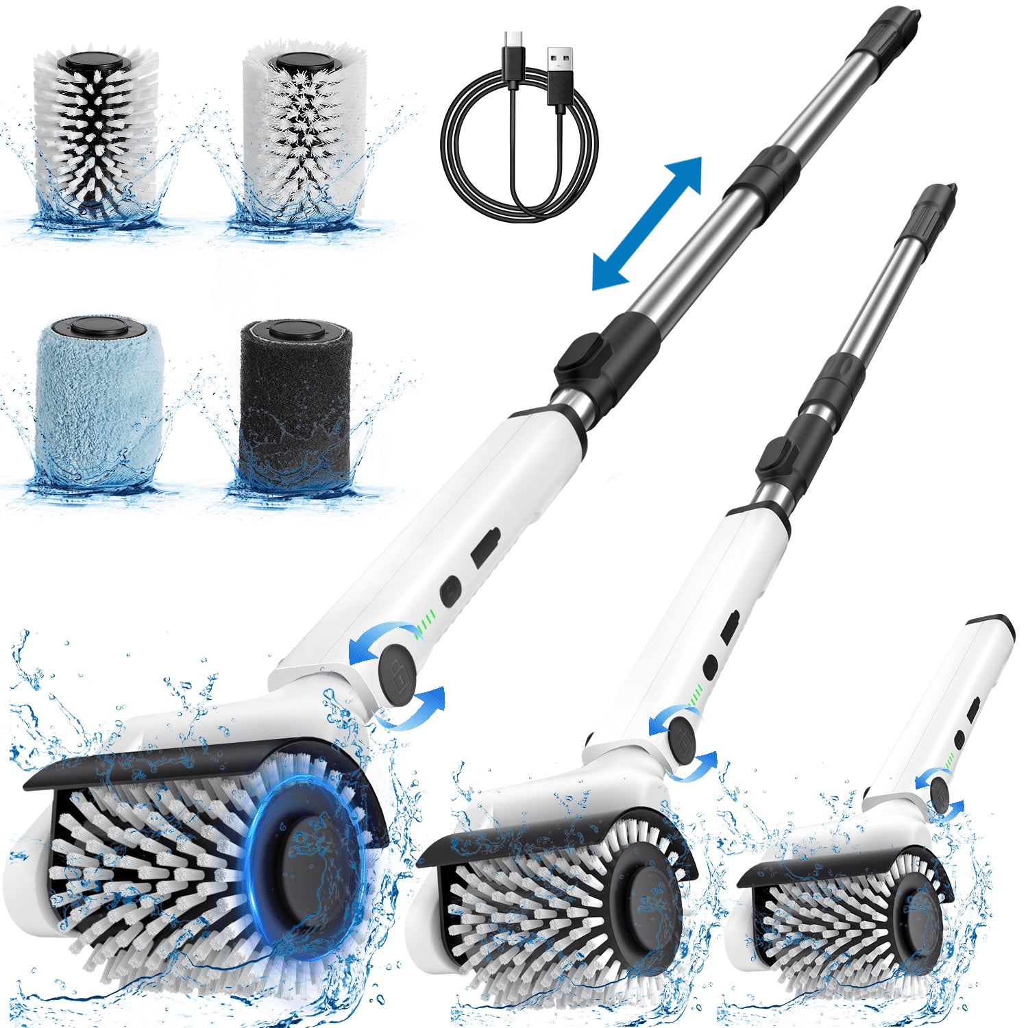 Electric Spin Scrubber, Cordless Bath Tub Power Roller Electric Cleaning Brush Full Waterproof Cleaning Brush for Bathroom & Tile Floor