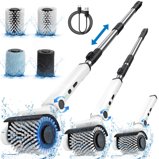 Electric Spin Scrubber, Cordless Bath Tub Power Roller Electric Cleaning Brush Full Waterproof Cleaning Brush for Bathroom & Tile Floor