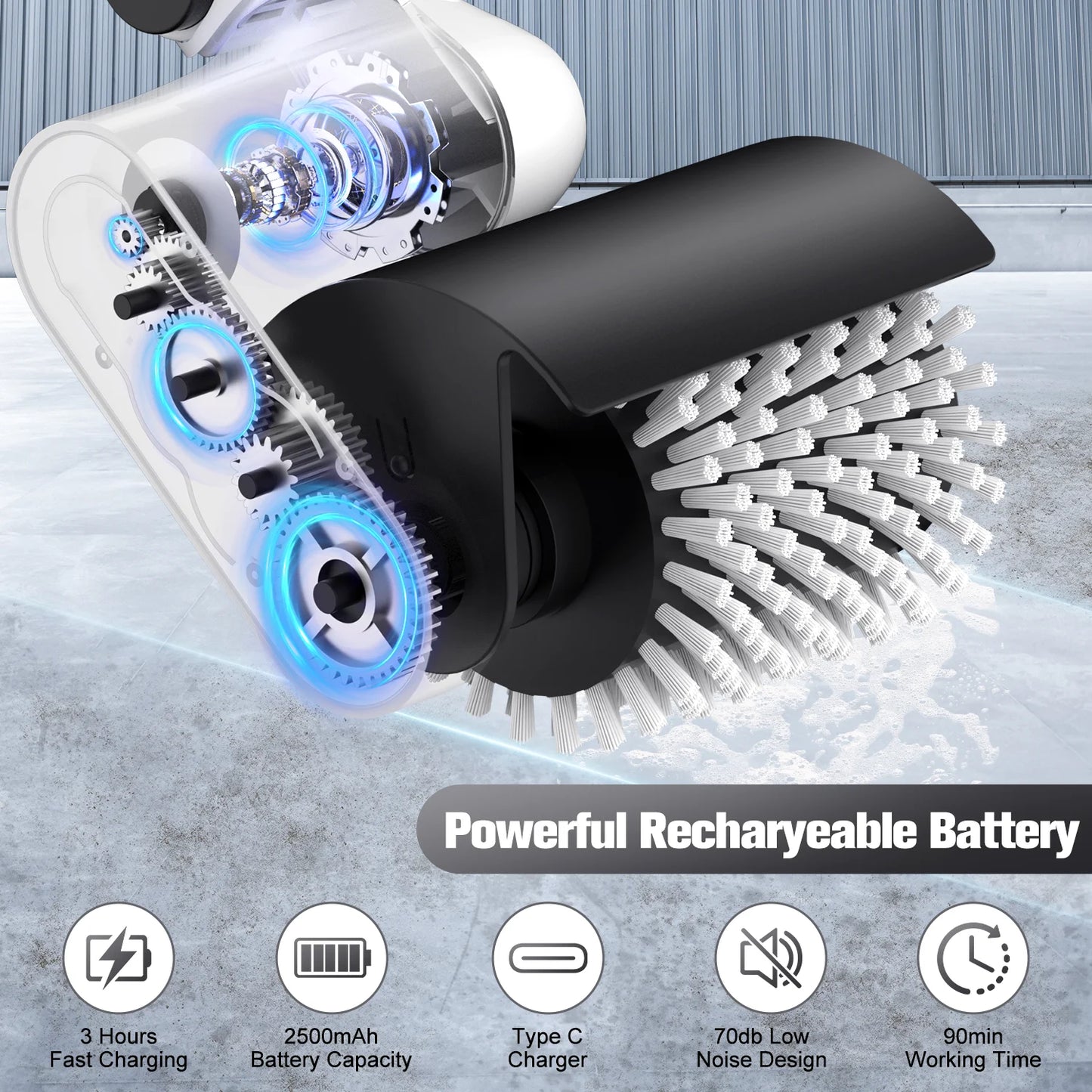 Electric Spin Scrubber, Cordless Bath Tub Power Roller Electric Cleaning Brush Full Waterproof Cleaning Brush for Bathroom & Tile Floor