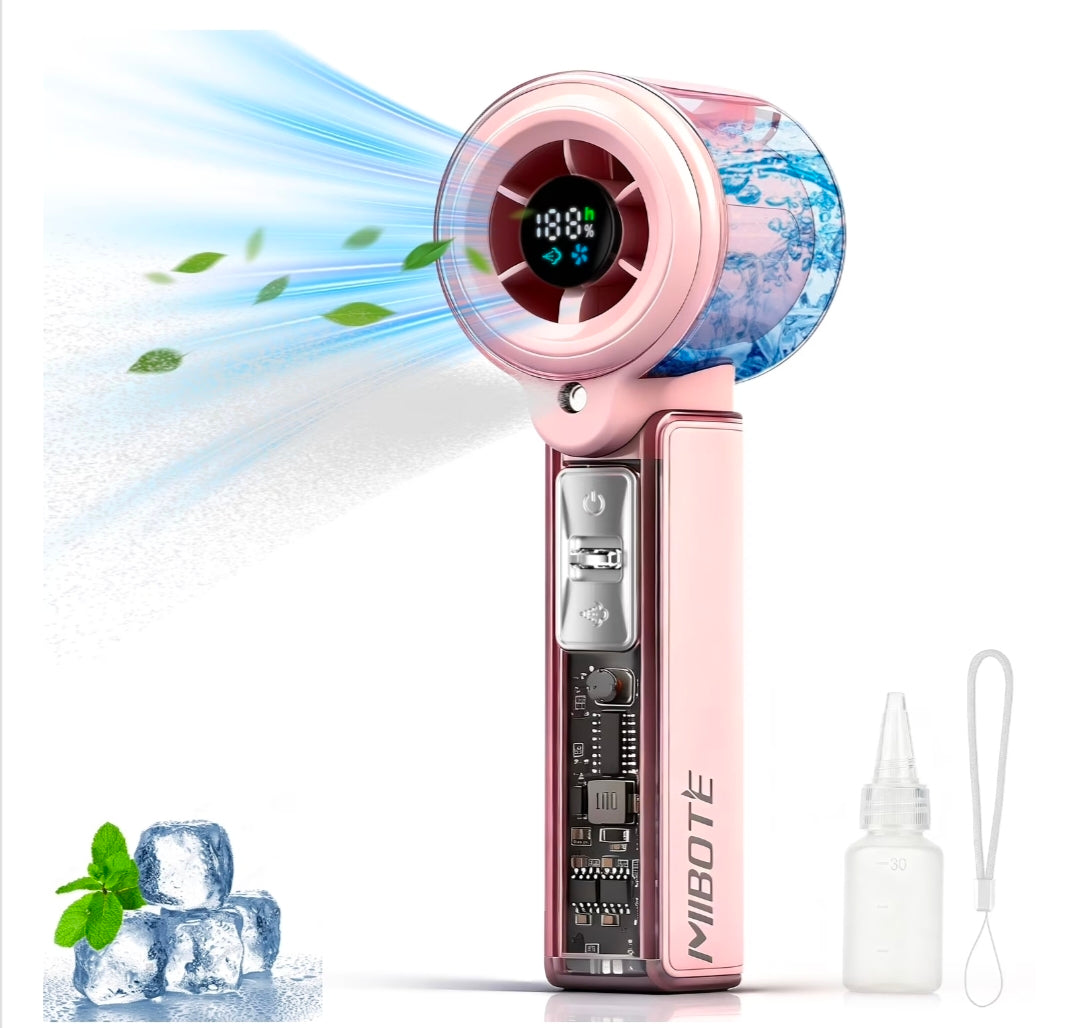 Handheld Rechargeable Misting Fan with Digital Display, 30Ml Water Tank, Multiple Speeds, Portable for Outdoor and Travel – Black