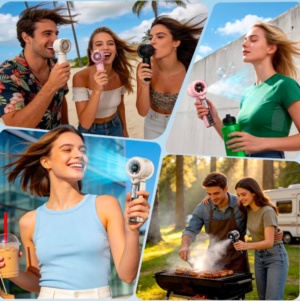 Handheld Rechargeable Misting Fan with Digital Display, 30Ml Water Tank, Multiple Speeds, Portable for Outdoor and Travel – Black