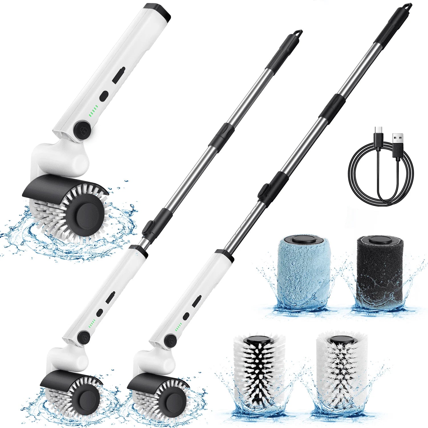 Electric Spin Scrubber, Cordless Bath Tub Power Roller Electric Cleaning Brush Full Waterproof Cleaning Brush for Bathroom & Tile Floor