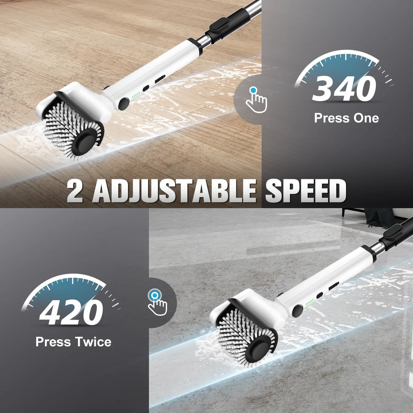Electric Spin Scrubber, Cordless Bath Tub Power Roller Electric Cleaning Brush Full Waterproof Cleaning Brush for Bathroom & Tile Floor