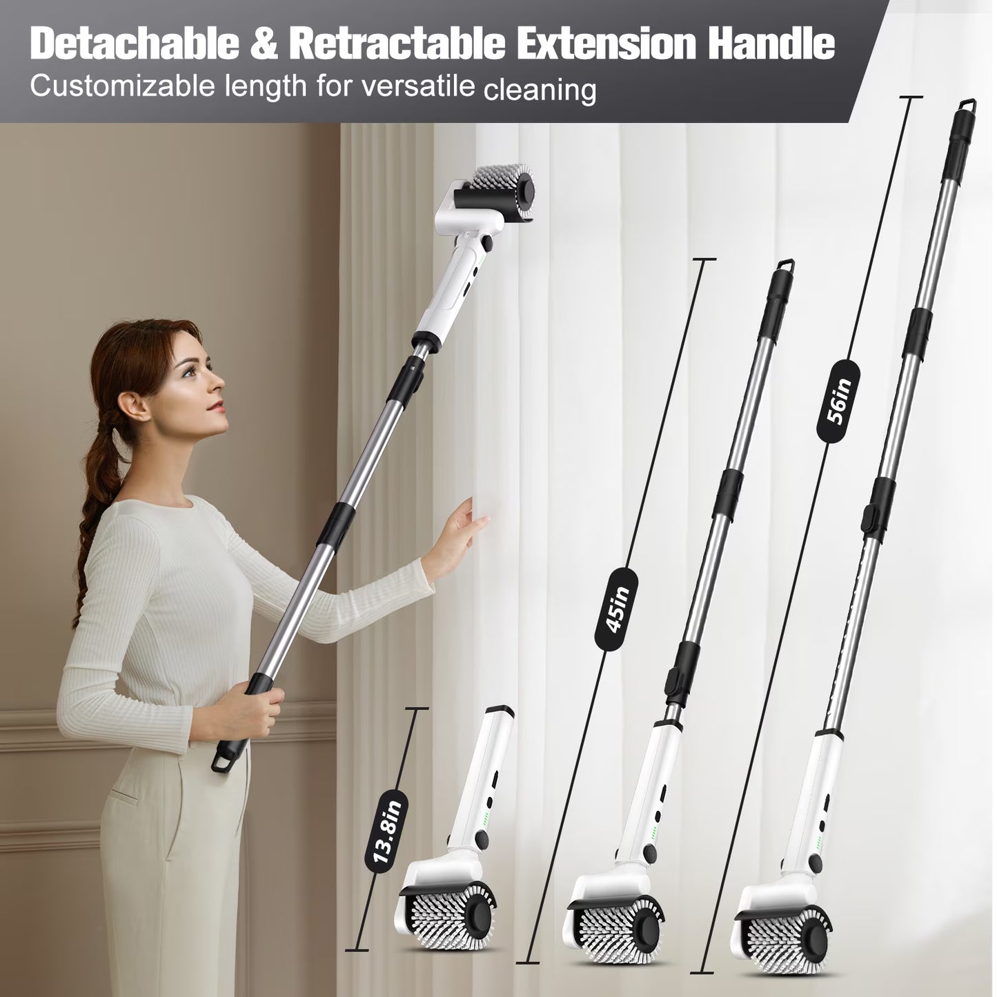 Electric Spin Scrubber, Cordless Bath Tub Power Roller Electric Cleaning Brush Full Waterproof Cleaning Brush for Bathroom & Tile Floor