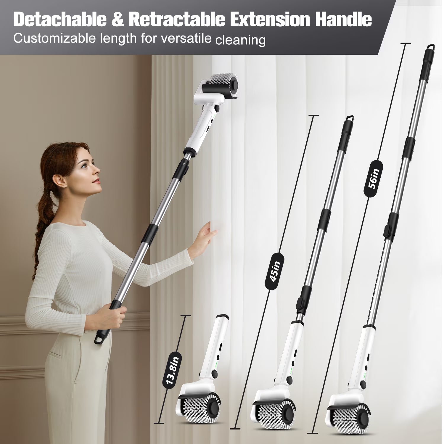 Electric Spin Scrubber, Cordless Bath Tub Power Roller Electric Cleaning Brush Full Waterproof Cleaning Brush for Bathroom & Tile Floor
